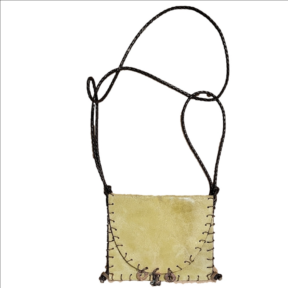 Green Handcrafted Crossbody Pocket Bag EUC